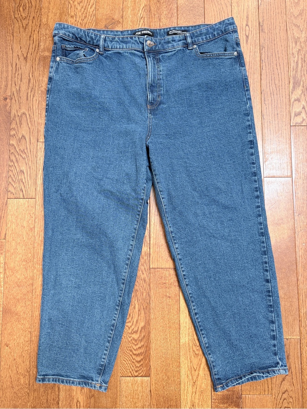 Joe Fresh Women's+ High Rise Straight Classic Medium Wash Blue Denim Jeans 20W
